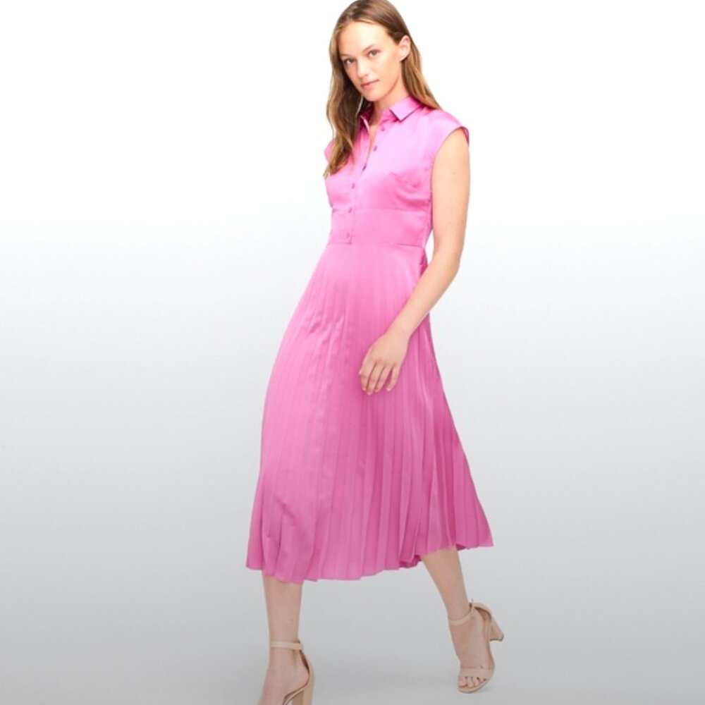 J  CREW Pink Midi Dress with Pleated Skirt Size 10T